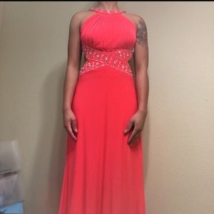Pink open back formal prom dress size 2